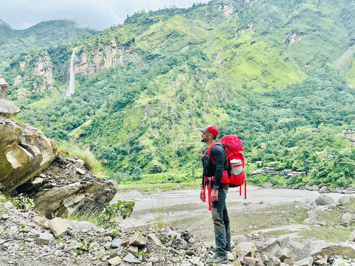 Trekking trail through the Manaslu region of Nepal